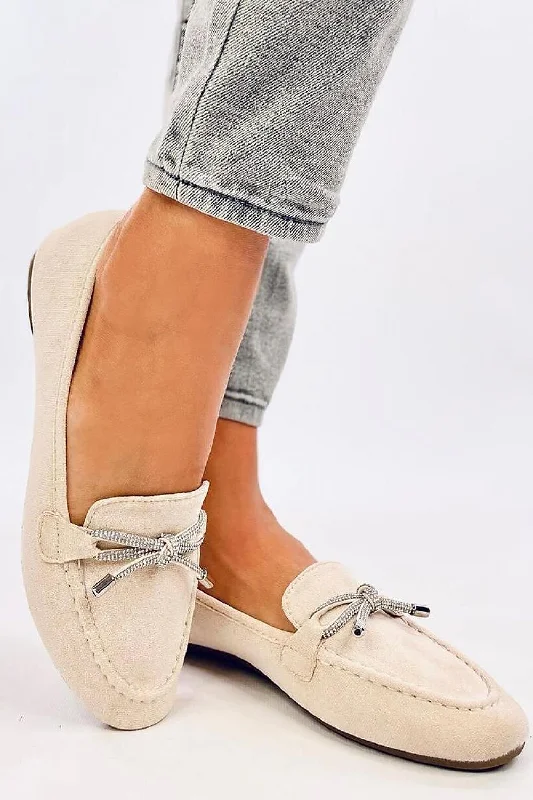 Stylish Basics Inello Sequin Bow Suede Moccasins