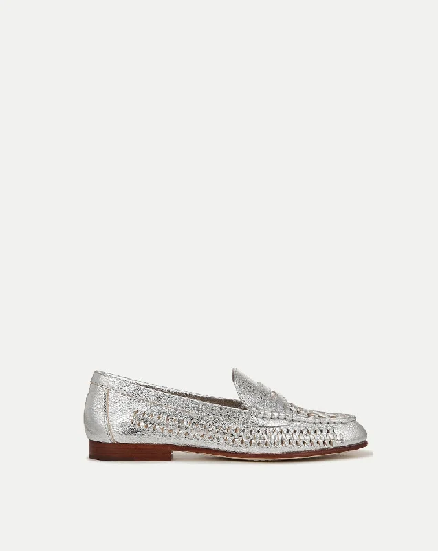 Chic Style Penny Woven Metallic Leather Loafer