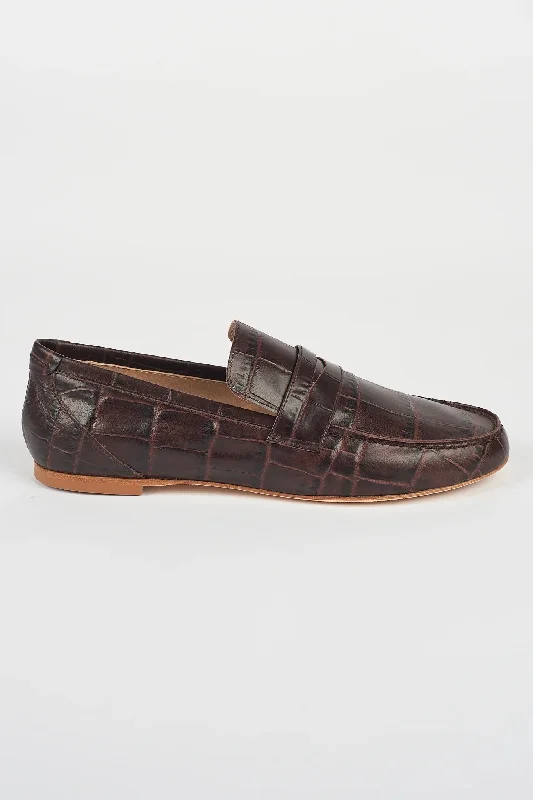 Flexible Sole Shoes Sale The Penny Loafer - Espresso Croc