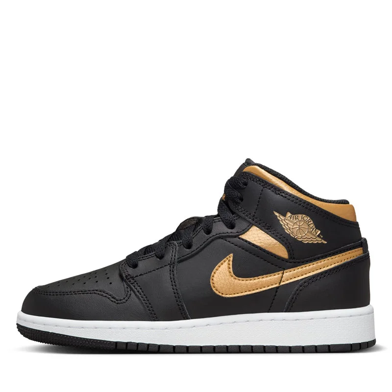 Stylish Casual Footwear Air Jordan 1 Mid (GS) - Black/Metallic Gold