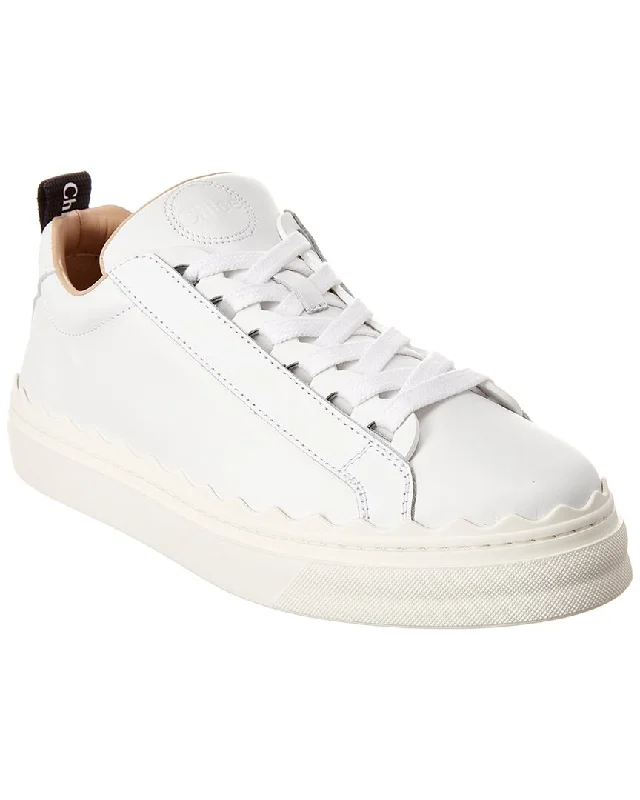 Best Sellers Chloé Lauren Scalloped Leather Sneaker, 39, White