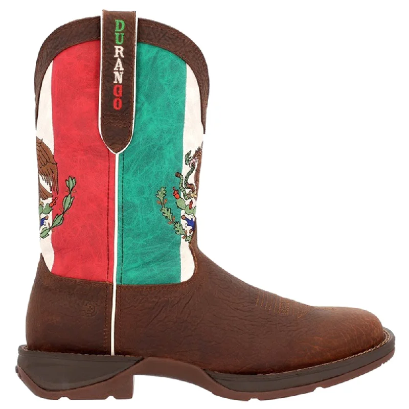 Non-Slip Shoes Sale Mexico Flag Non Safety Square Toe Cowboy Boots