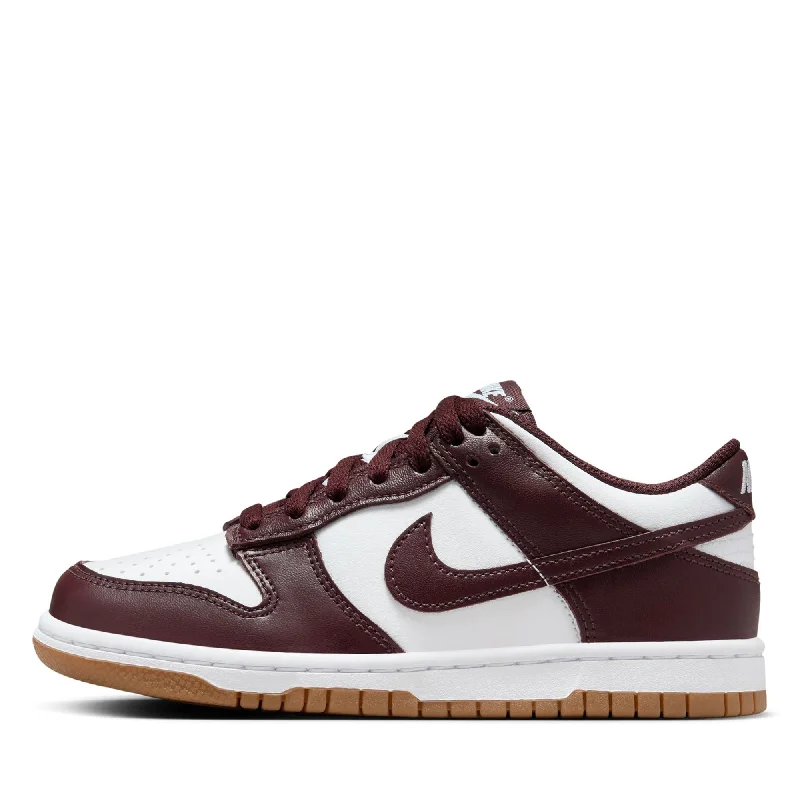 Women's Soft Sole Shoes Nike Dunk Low (GS) - White/Burgundy Crush