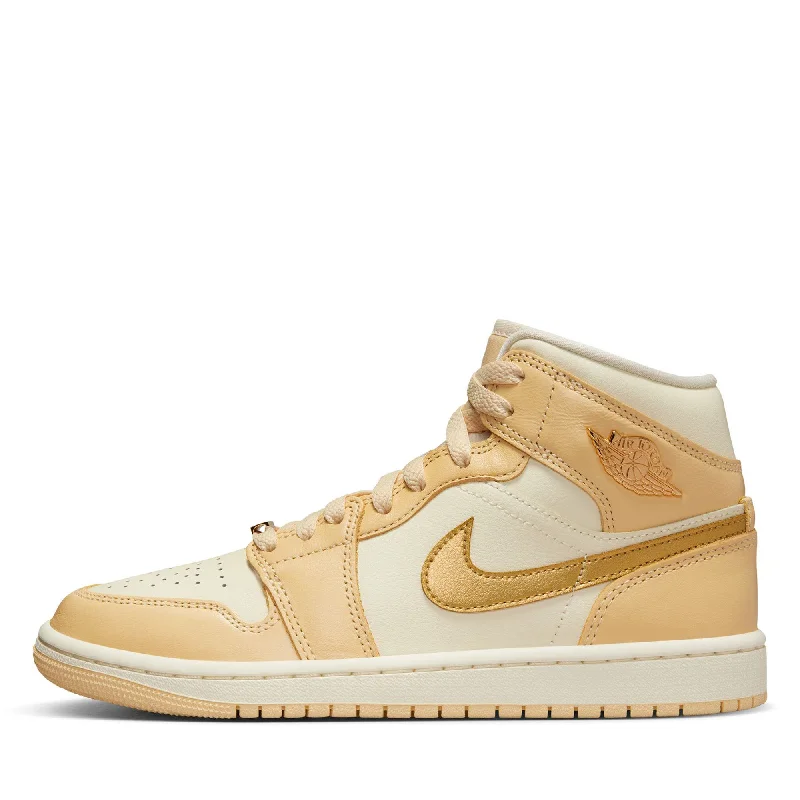 Stylish Basics Women's Air Jordan 1 Mid SE - Pale Vanilla/Metallic Gold