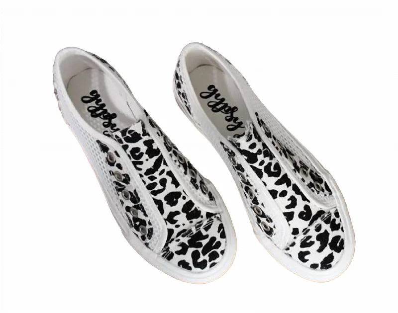 Women's Gypsy Jazz Mesh It Fashion Sneakers In Cow Print