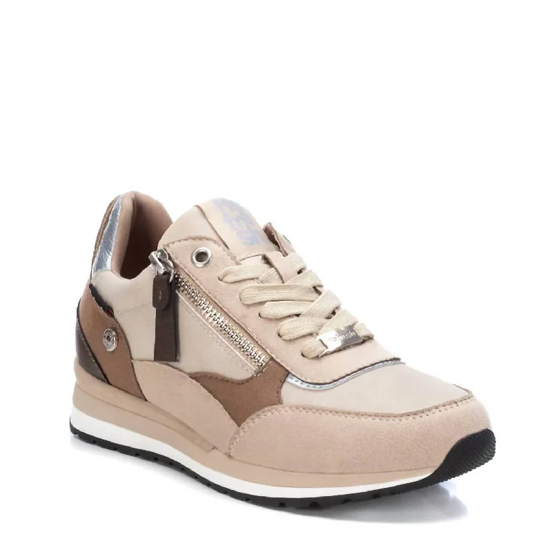 Women's Lace-Up Sneakers In Beige/khaki