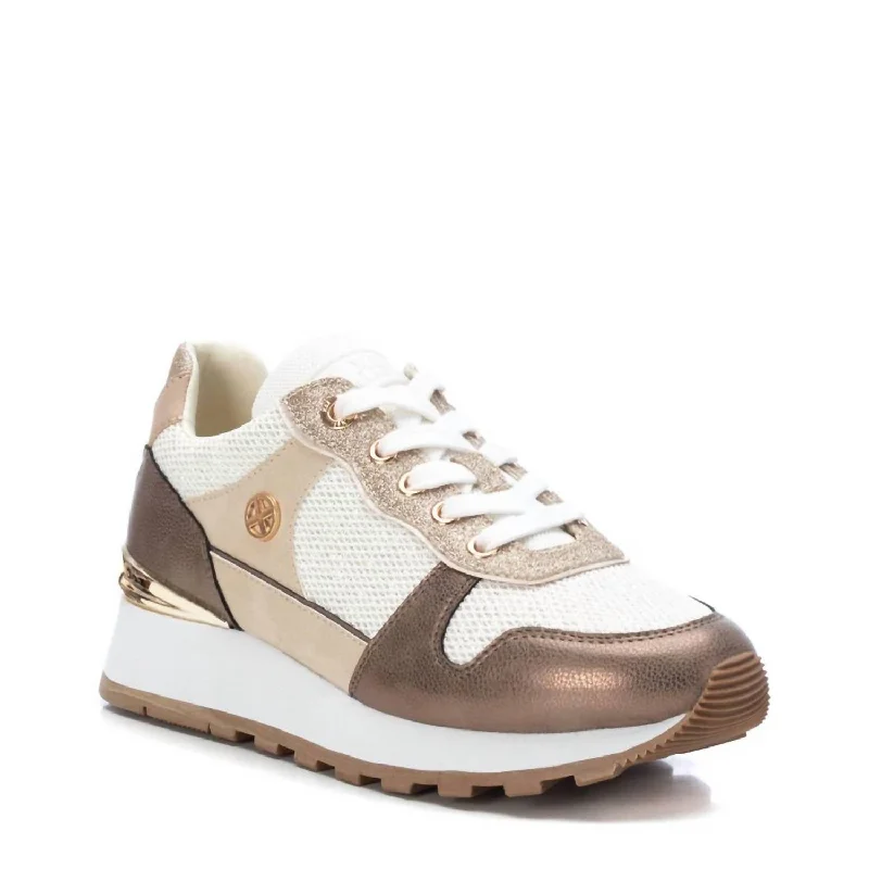 Women's Lace-Up Sneakers In Beige