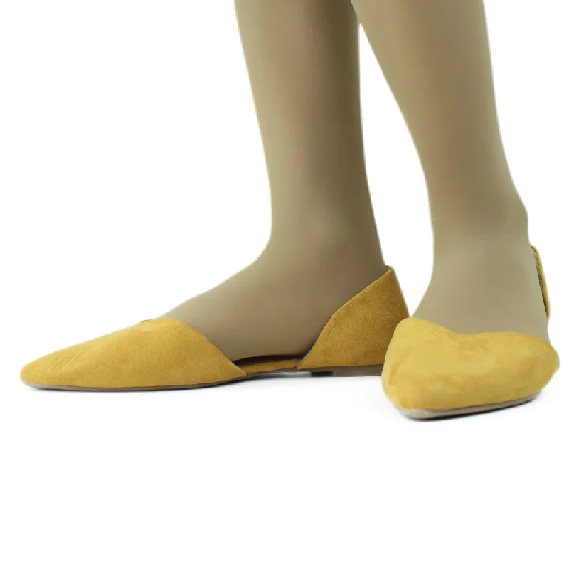 On-Trend Fashion Offers Women's Faux Suede Plain Flat,Mustard