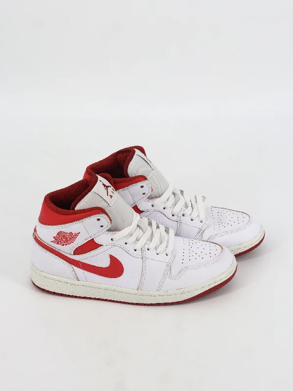 Sporty Fashion Offers Women's Brand Logo Embroidered High Sneakers,White/Red