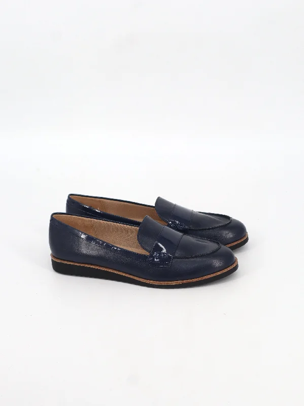 Bold Style Discounts Women's Plain Leather Casual Shoes,Navy