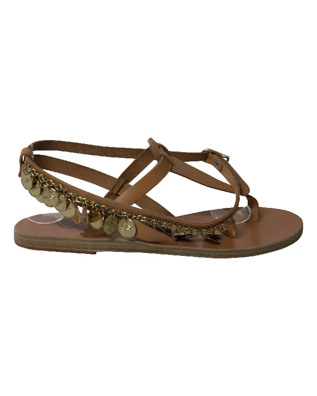 Comfortable Walking Shoes Ancient Greek Sandals Gladiator Sandals in Brown Leather