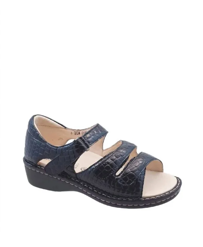 Holiday Glam Andrea Velcro 3-Strap Sandal In Black