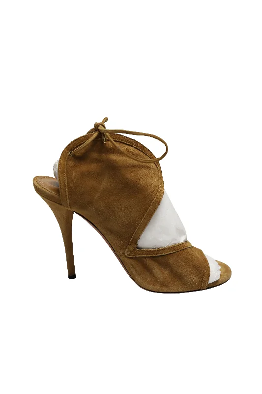 Get The Latest Trends Aquazzura Cut Out Sandals in Brown Suede