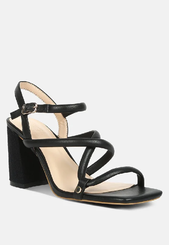 The Latest Trends ARTHA open square toe block heel sandals in Black