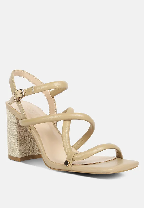 Stay Ahead In Style ARTHA open square toe block heel sandals in Taupe