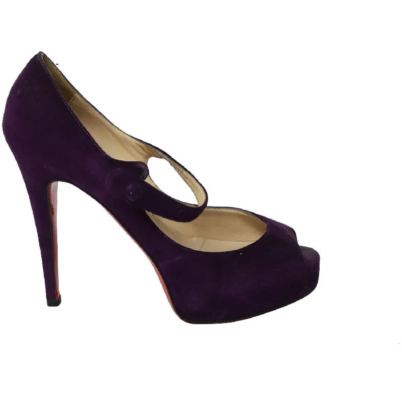 Seasonal Fashion Christian Louboutin 120mm Flo Peep Toe Pumps in Purple Suede