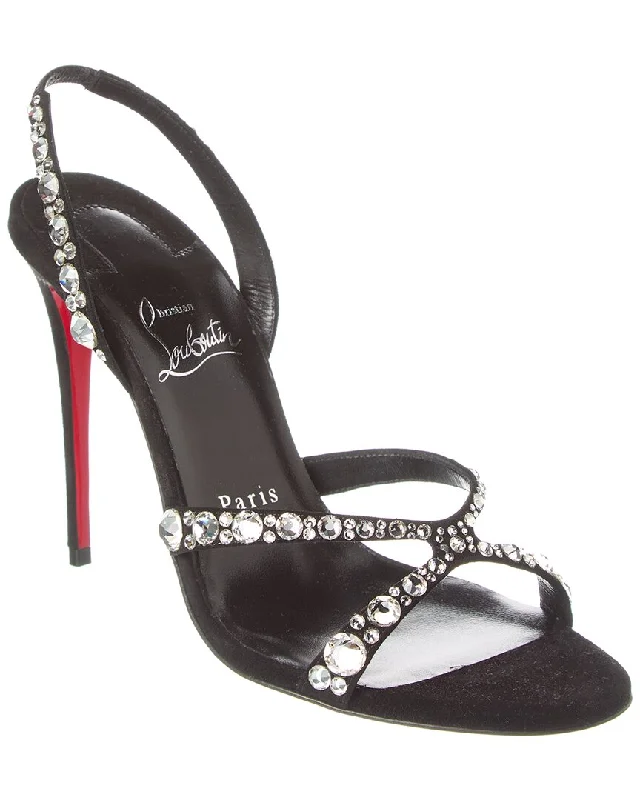 Slip-Resistant Shoes Discount Christian Louboutin Emilie Strass 100 Suede Slingback Sandal