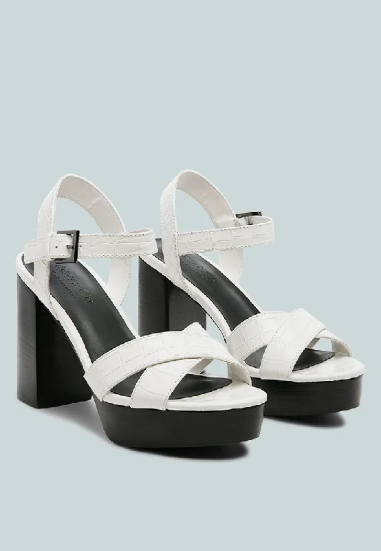 Chic Trend Collection CHYPRE High Heeled Block Sandal In White