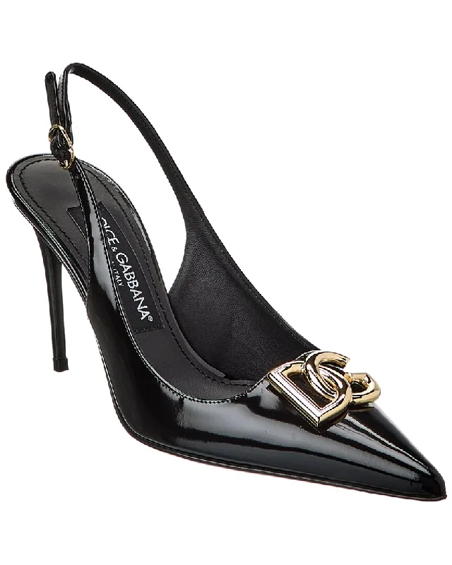 Save Big Dolce & Gabbana DG Logo Leather Slingback Pump