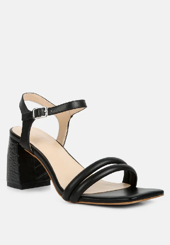 Snag Fabulous Fashion Bargains EDYTA Ankle Strap Block Heel Sandals in Black