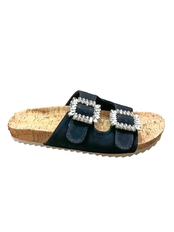 Elegant Evening Shoes Deal Jamie Rhinestone Slide Sandal In Black