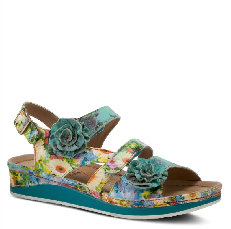 Chic Trends Unveiled Joelina Dazi Adjustable Walking Sandal In Turquoise