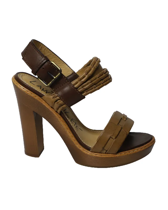 New Arrival Discount Lanvin Wooden Heels in Brown Leather