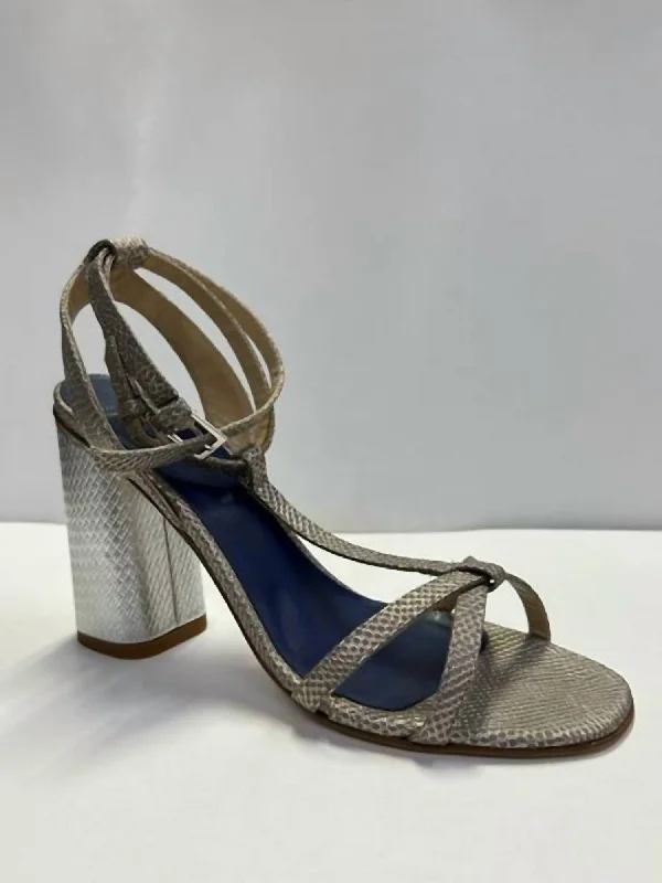 Casual Chic Lavagna T-Strap Heels In Rame/grigio