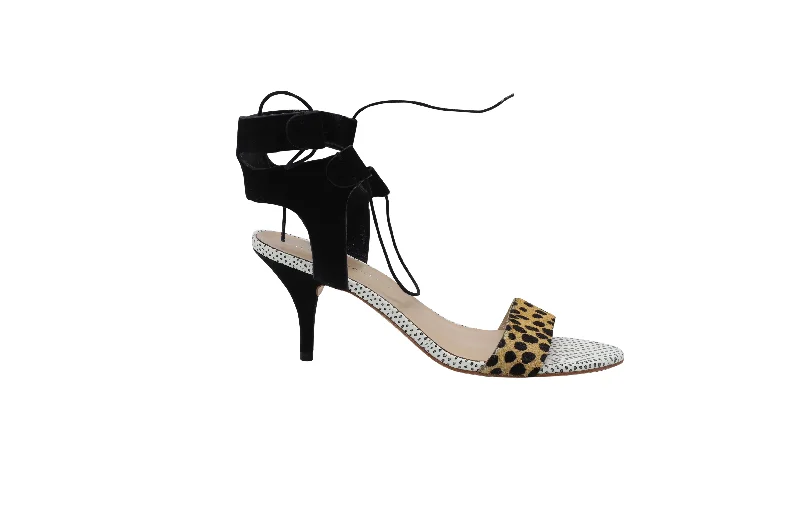 Fall Sale, Prices Drop Loeffler Randal Ambrose Lace Up Sandals in Cheetah and Black Leather