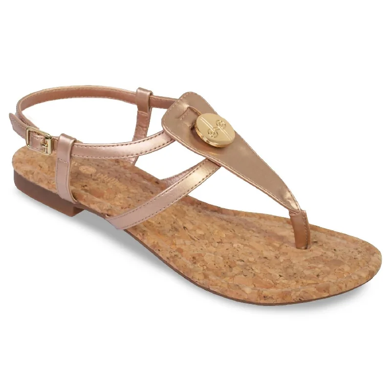 Vintage-Inspired Footwear Sale Madelyn T-Strap Sandals In Rose Gold