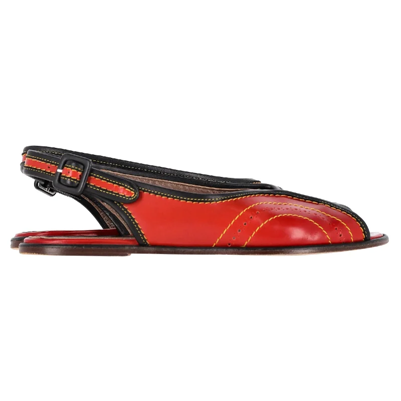 Flirty Fashion Discounts Marni Slingback Peep Toe Flats in Red Leather