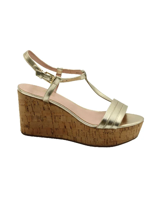 Street-Ready Casual Shoes Metallic Gold Wedge Sandals