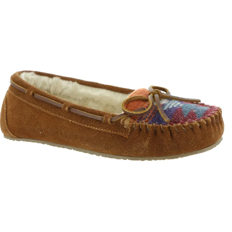 Summer Deals Minnetonka Womens Lodge Trapper Suede Faux Fur Lined Moccasins