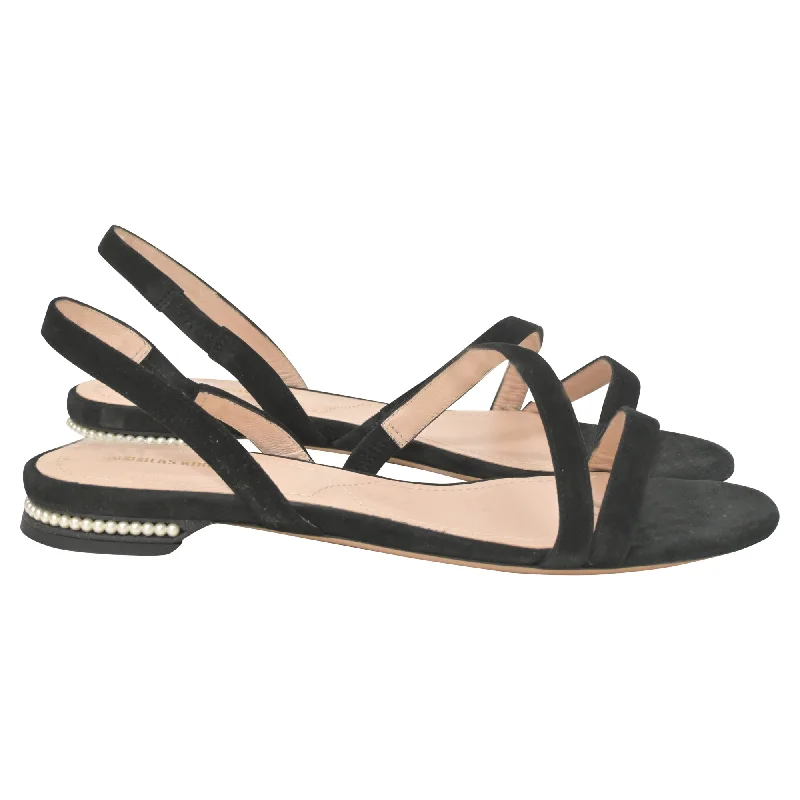 Step Ahead, Lead The Trend Nicholas Kirkwood Casati Pearl-Heeled Sandals in Black Suede