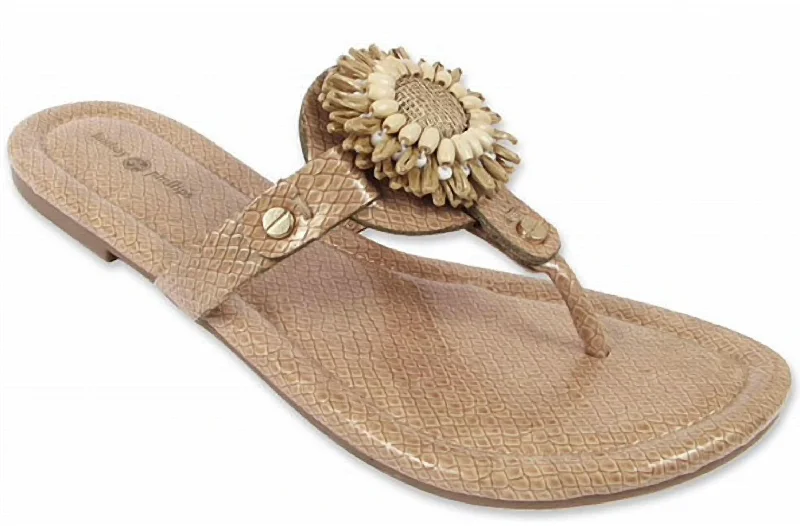 Fashionable Casual Footwear Offers Rosie Snakeskin Flip Flops In Neutral