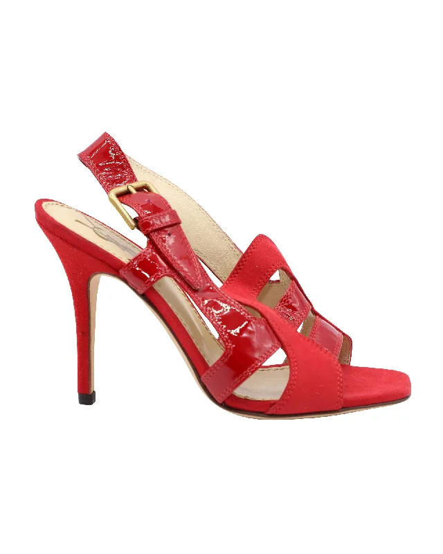 Limited Styles Saint Laurent Slingback Sandals in Red Leather