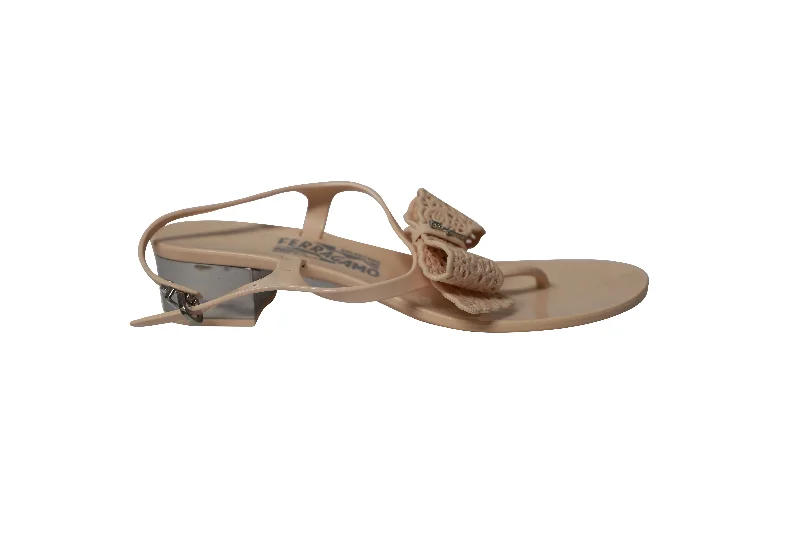 Flash Sales Today Salvatore Ferragamo Perala Ribbon Thong Sandals in Pink Rubber