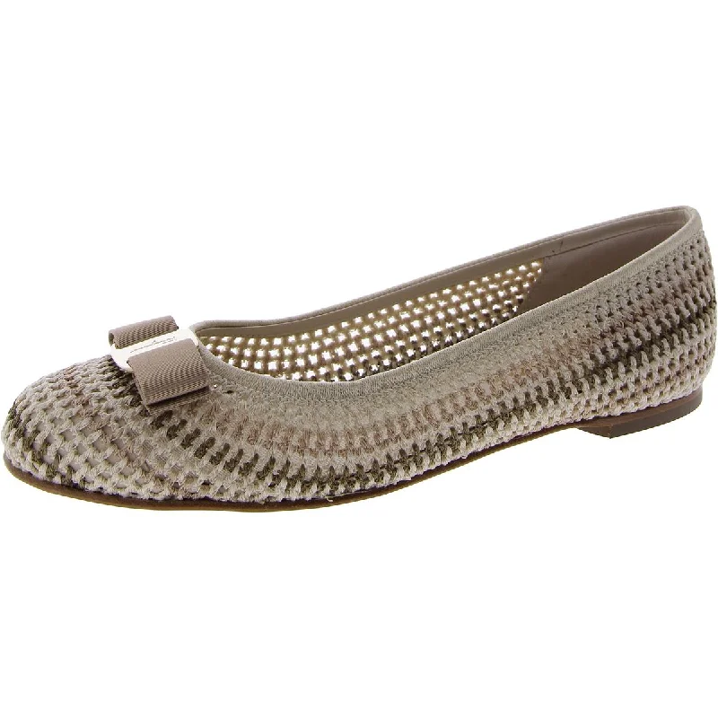 Limited Time Offer Salvatore Ferragamo Womens Crochet Bow Ballet Flats