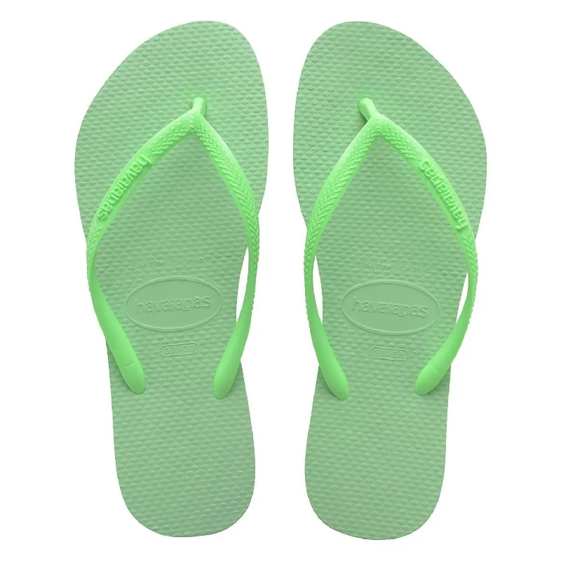 Latest Trends Solid Color Slim Flip Flops In Garden Green