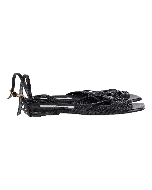 Casual Fashion Stella McCartney Strappy Flat Sandals in Black Eco Leather