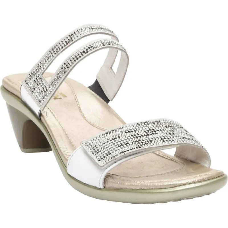 Contemporary Chic Promotions Temper Slide Sandal In White Pearl Leather/white Mult