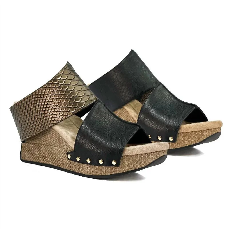 Everyday Fashion Shoes Virginia Reversible Sandal In Snake/black