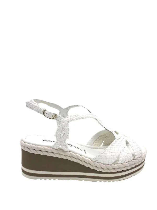 Non-Slip Shoes Offers Women's Braided Platform Wedge Sandal In White