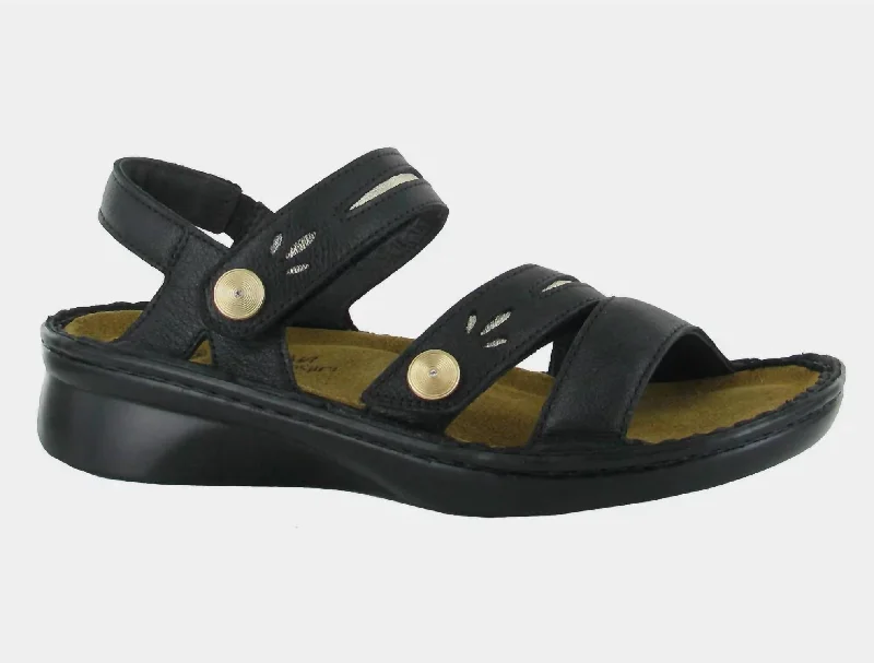 Street Style Discounts Women's Cadence Leather Sandal In Soft Black/radiant Gold