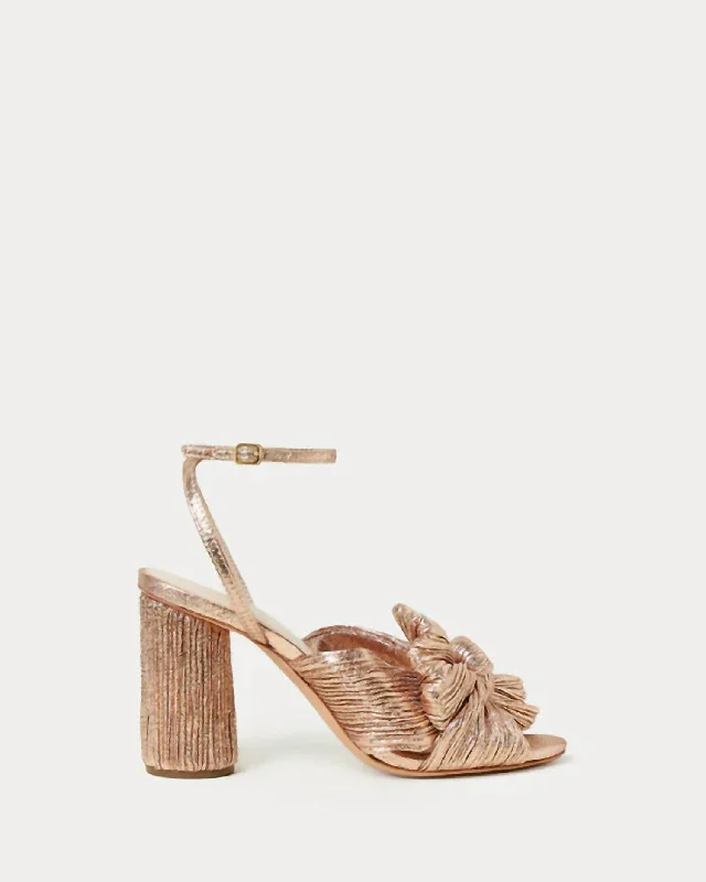 New Arrival Discount Women's Camellia Pleated Bow Heel Sandal In Dune