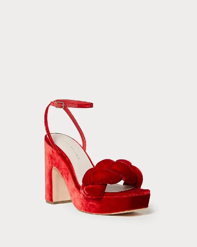 Sale Clearance Women's Fae Platform Heeled Sandal In Scarlet