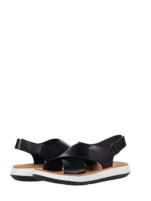 Chic Style Women's Jemsa Cross Slide Sandal In Black Leather