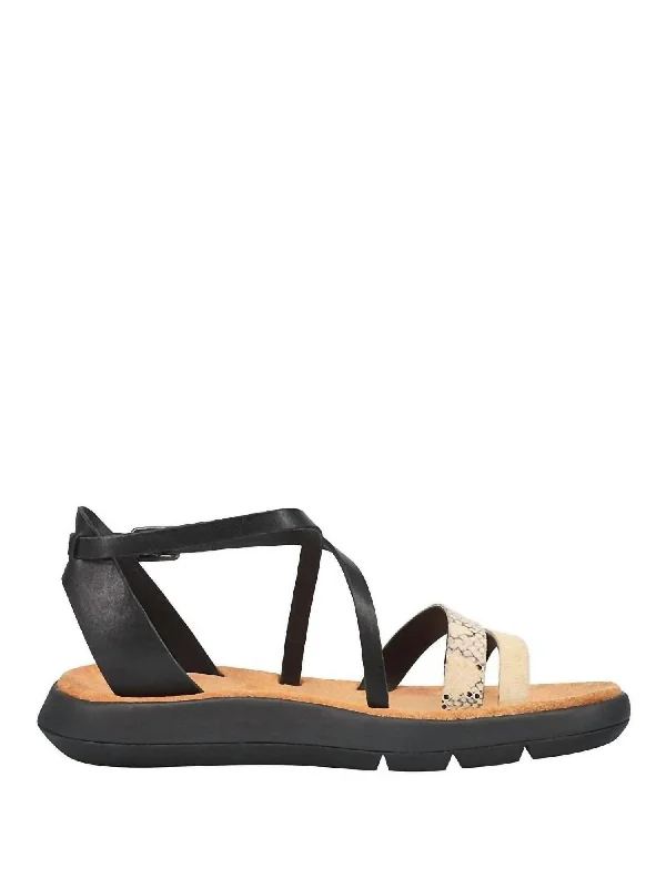 Affordable Shoe Fashion Women's Jemsa Strap Sandals In Black Combi Lea