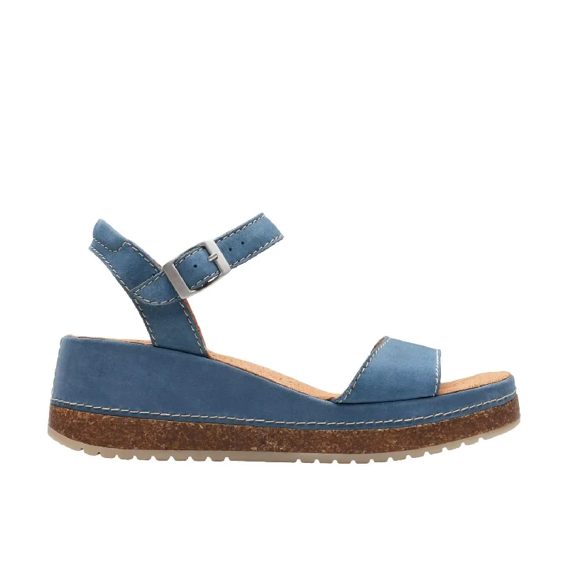 Chic Breathable Shoes Womens Kassanda Lily Sandals - Wide Width In Blue Nubuck