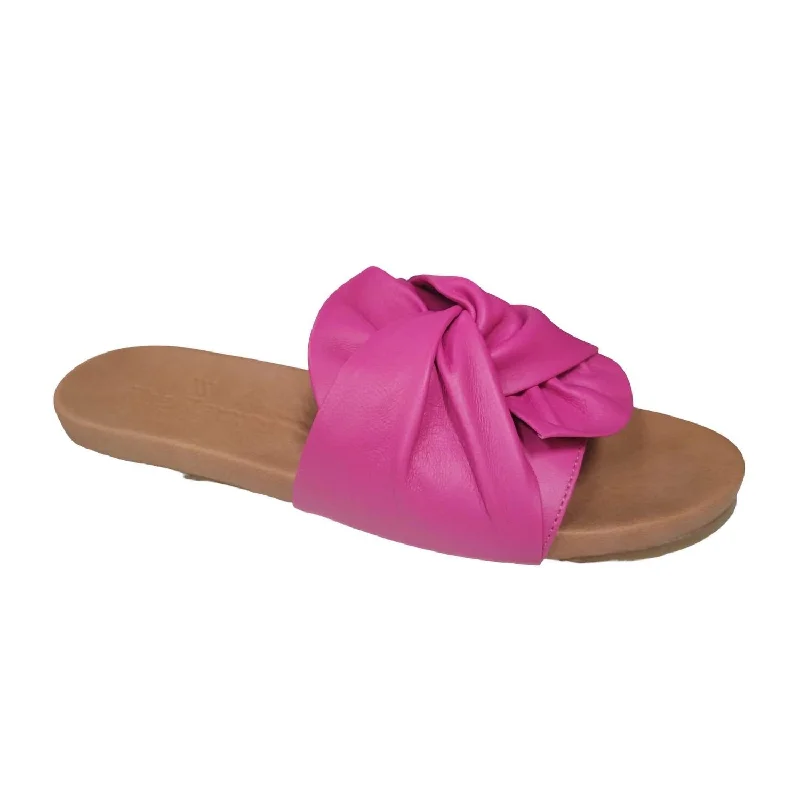 Elegant Evening Shoes Deal Women's Knotty Sandal In Fuxia Leather